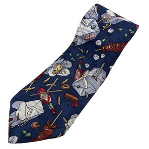 Tabasco Hot Sauce Tie Takeout Box Food Chopsticks Novelty 100% Silk Tie